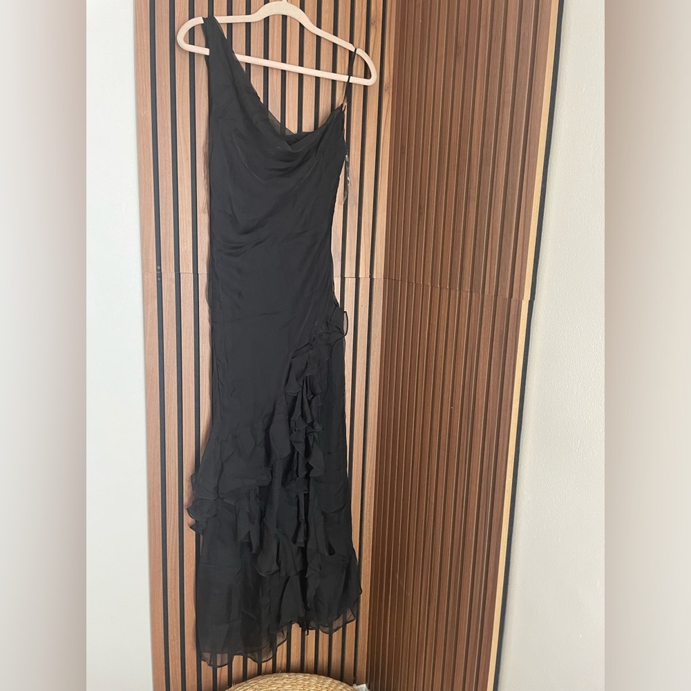House of cb Elegant Black Ruffle Dress - Picture 6 of 7